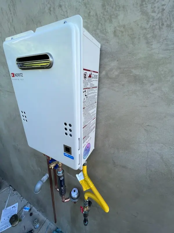 Tankless water heater installation for Tessman homes